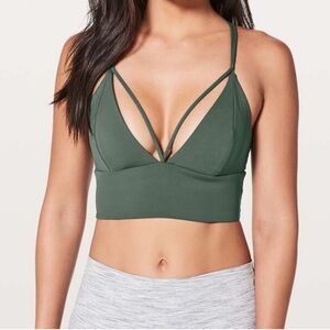 lululemon athletica Strappy Longline Bralette Bra top Dark Forest Green